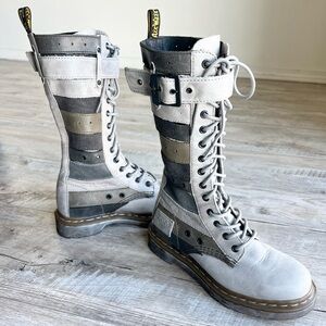 Dr. Martens Rare Deadstock Thema Tall Leather Strap Buckle Lace Up Boots…